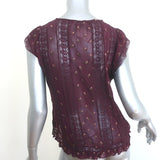 Ulla Johnson Magdalena Top Bordeaux Floral-Embroidered Georgette Size 2