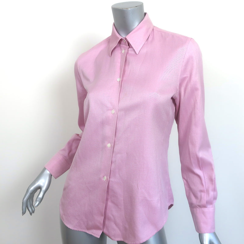 Loro Piana Button-Up Shirt Pink Pinstripe Cotton Size 42 Long Sleeve Top