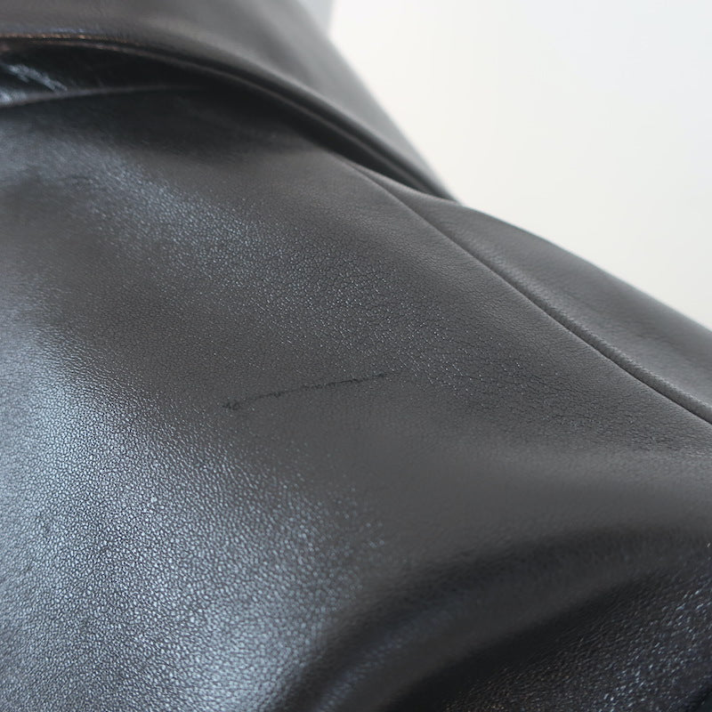 Maje Leather Cropped Short Sleeve Jacket Black Size 36