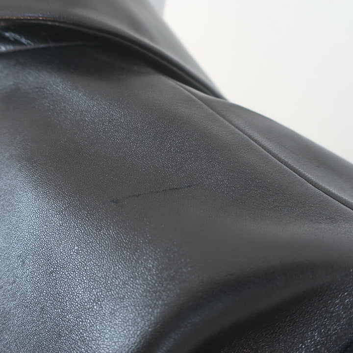 Maje Leather Cropped Short Sleeve Jacket Black Size 36