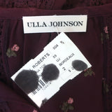 Ulla Johnson Magdalena Top Bordeaux Floral-Embroidered Georgette Size 2