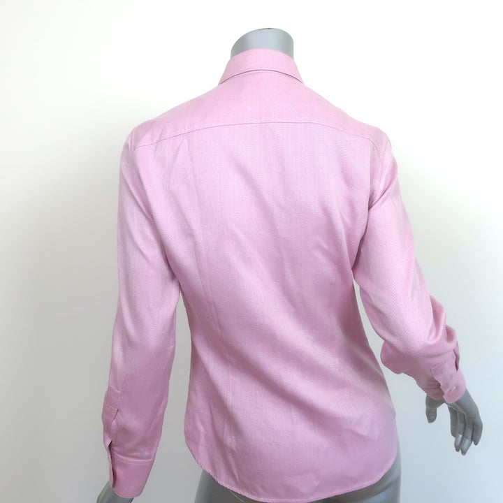 Loro Piana Button-Up Shirt Pink Pinstripe Cotton Size 42 Long Sleeve Top