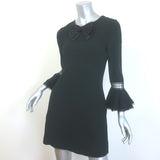 Saint Laurent Bell Sleeve Bow Mini Dress Black Crepe Size 36 NEW