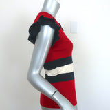 Gucci Striped Ruffle Top Red Striped Wool Knit Size Large Sleeveless Sweater