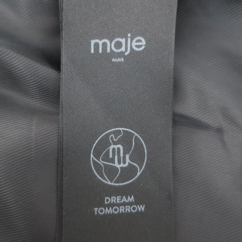 Maje Leather Cropped Short Sleeve Jacket Black Size 36