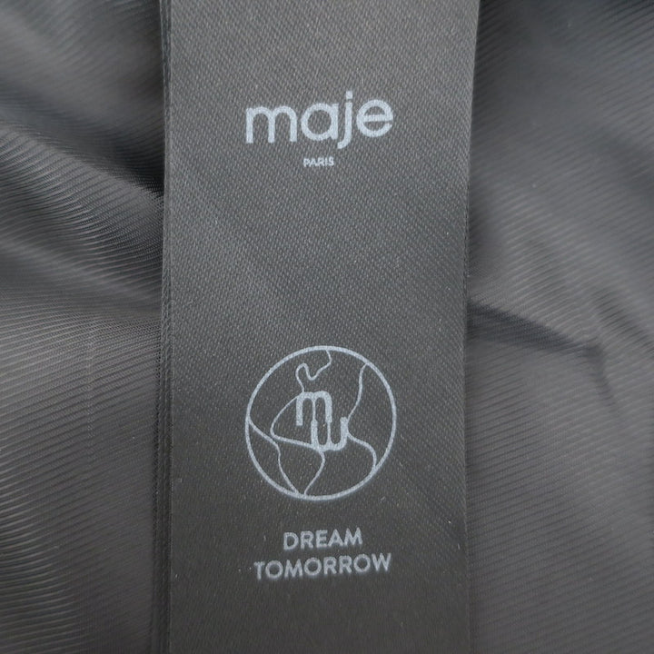 Maje Leather Cropped Short Sleeve Jacket Black Size 36