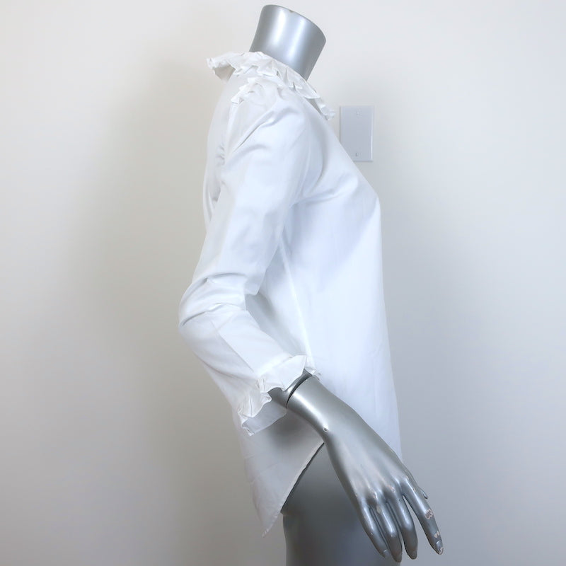 Sandro Rosane Ruffle-Trim Top White Cotton Size 1