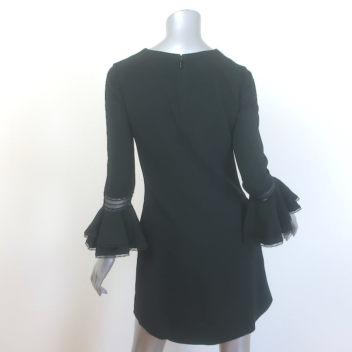 Saint Laurent Bell Sleeve Bow Mini Dress Black Crepe Size 36 NEW