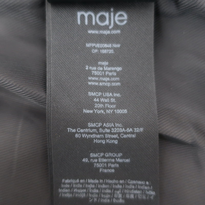 Maje Leather Cropped Short Sleeve Jacket Black Size 36