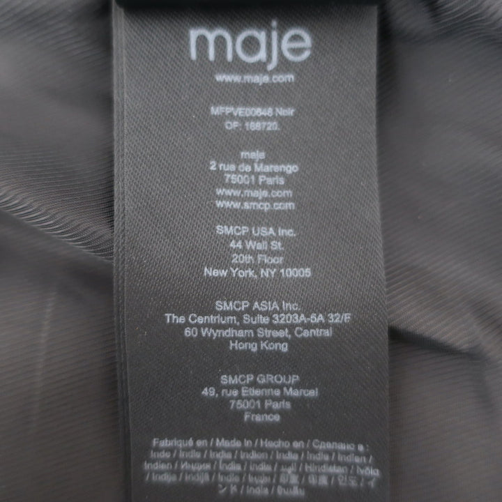 Maje Leather Cropped Short Sleeve Jacket Black Size 36