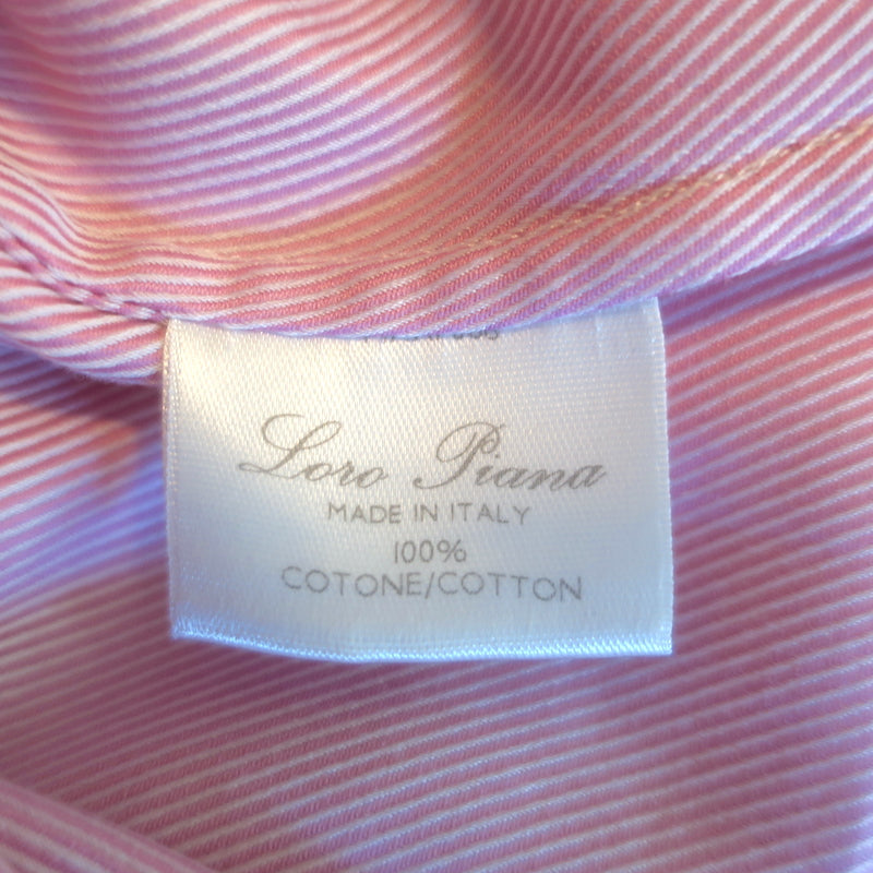 Loro Piana Button-Up Shirt Pink Pinstripe Cotton Size 42 Long Sleeve Top