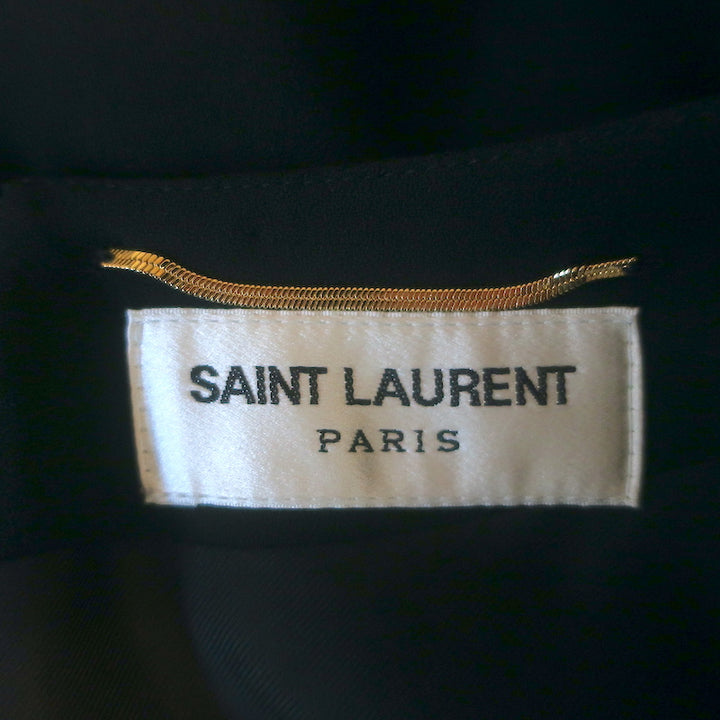 Saint Laurent Bell Sleeve Bow Mini Dress Black Crepe Size 36 NEW