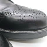 Prada Lace-Up Wingtip Brogue Shoes Black Brushed Leather Size 7
