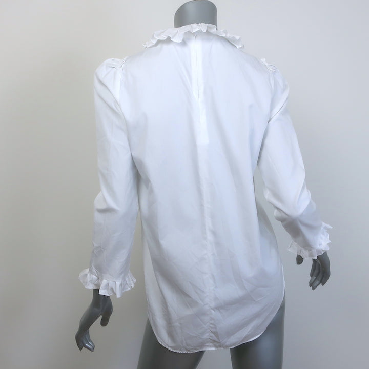 Sandro Rosane Ruffle-Trim Top White Cotton Size 1