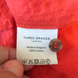 Three Graces London Smocked Mini Dress Orpha Red Cotton Size 12
