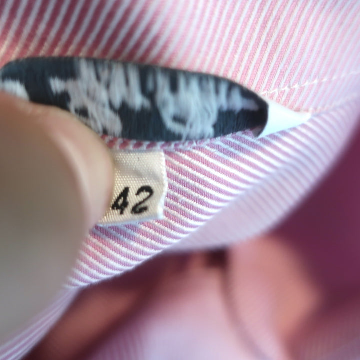 Loro Piana Button-Up Shirt Pink Pinstripe Cotton Size 42 Long Sleeve Top