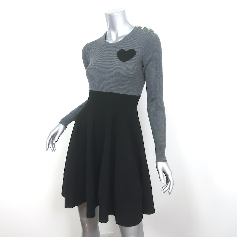 Sonia by Sonia Rykiel Long Sleeve Sweater Dress Black &amp; Gray Knit Size Small