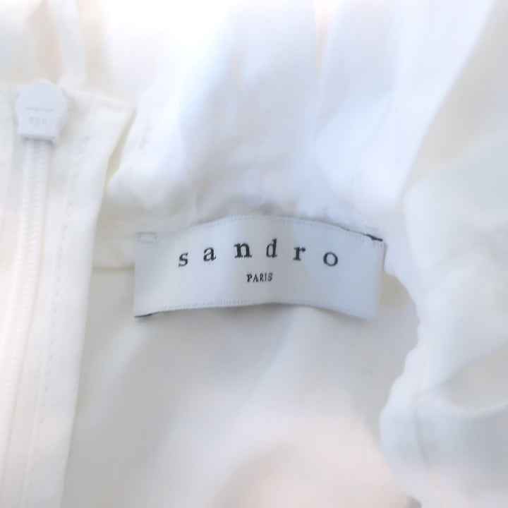 Sandro Rosane Ruffle-Trim Top White Cotton Size 1