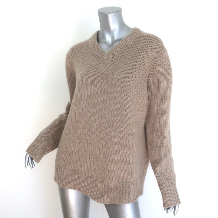 Jenni Kayne Kate Cashmere Oversized V-Neck Sweater Camel Size Extra Small