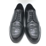 Prada Lace-Up Wingtip Brogue Shoes Black Brushed Leather Size 7