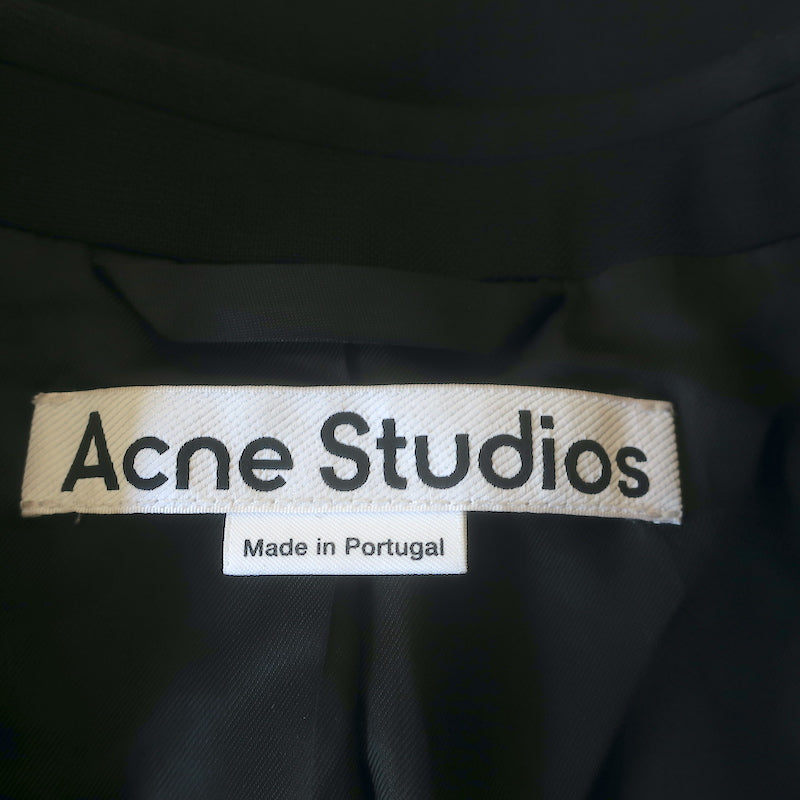 ACNE Studios Button-Cuff Blazer Black Wool Crepe Size 40 Single Breasted Jacket