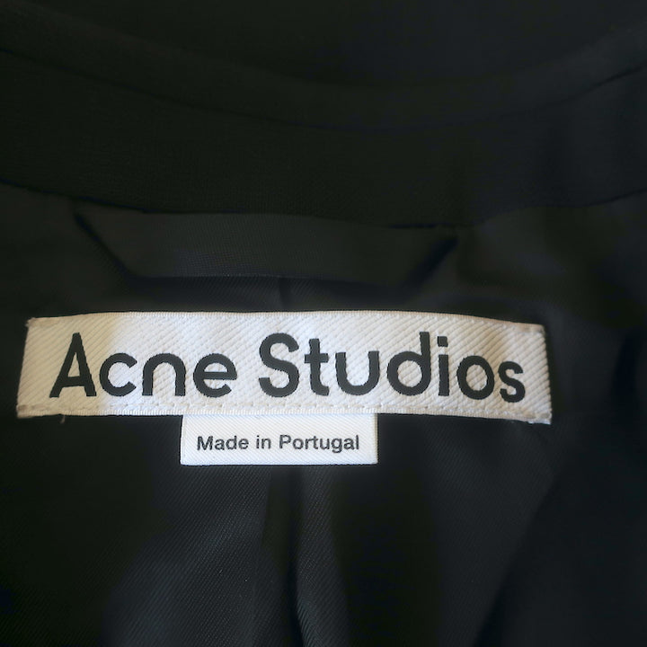 ACNE Studios Button-Cuff Blazer Black Wool Crepe Size 40 Single Breasted Jacket
