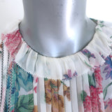 Zimmermann Ninety-Six Linear Ruffled Midi Dress White Floral Print Crepe Size 0