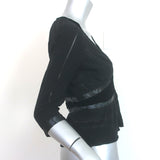 Etro Cardigan Black Satin-Trimmed Metallic Knit Size 40 V-Neck Sweater NEW