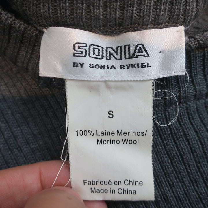 Sonia by Sonia Rykiel Long Sleeve Sweater Dress Black &amp; Gray Knit Size Small