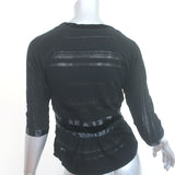 Etro Cardigan Black Satin-Trimmed Metallic Knit Size 40 V-Neck Sweater NEW