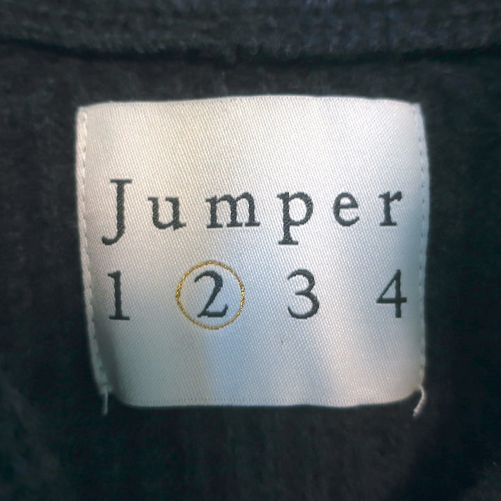 Jumper 1234 Merino Rib Cardigan Charcoal Wool Size 2 V-Neck Sweater