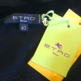 Etro Cardigan Black Satin-Trimmed Metallic Knit Size 40 V-Neck Sweater NEW