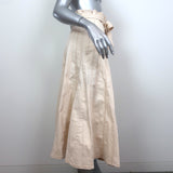 Ulla Johnson Paperbag-Waist Denim Midi Skirt Ivory Size 8