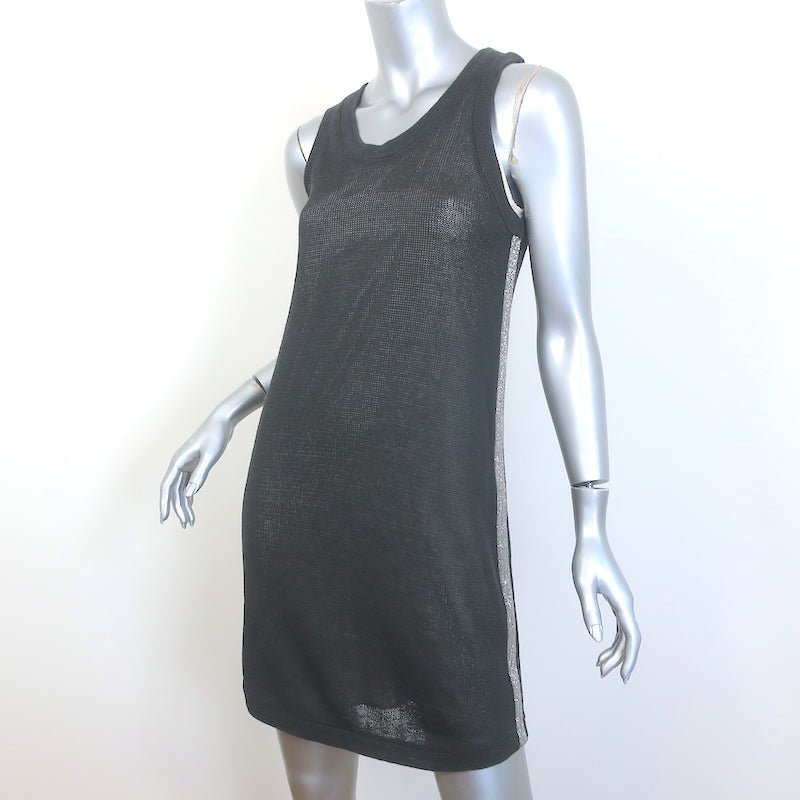 Brunello Cucinelli Monili-Trim Knit Mini Tank Dress Charcoal Size Small
