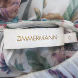 Zimmermann Ninety-Six Linear Ruffled Midi Dress White Floral Print Crepe Size 0