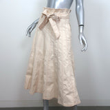 Ulla Johnson Paperbag-Waist Denim Midi Skirt Ivory Size 8