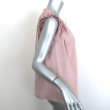 Ulla Johnson Ren Smocked Shoulder Top Dusty Rose Matte Satin Size 2