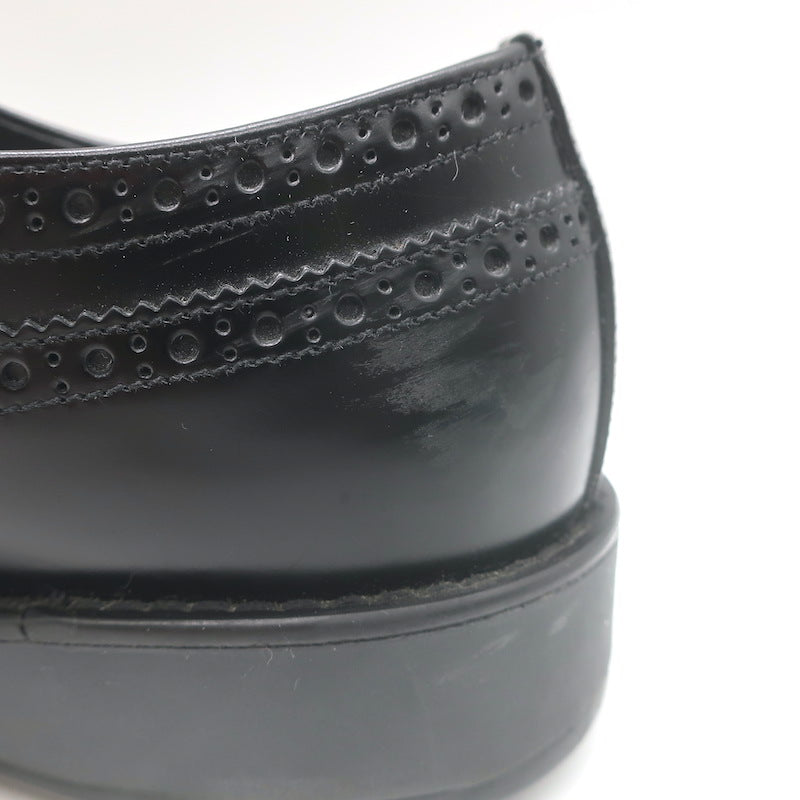 Prada Lace-Up Wingtip Brogue Shoes Black Brushed Leather Size 7