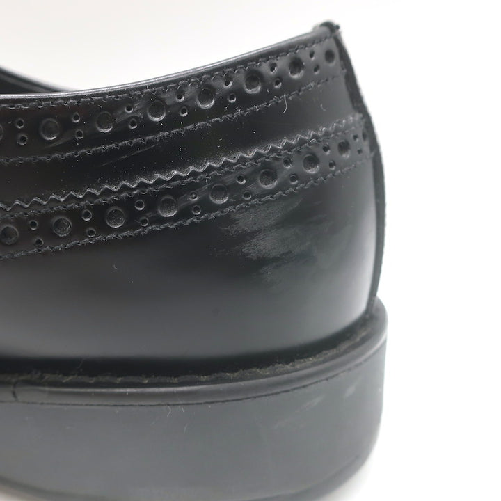 Prada Lace-Up Wingtip Brogue Shoes Black Brushed Leather Size 7