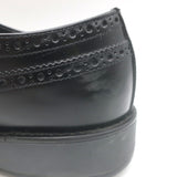 Prada Lace-Up Wingtip Brogue Shoes Black Brushed Leather Size 7