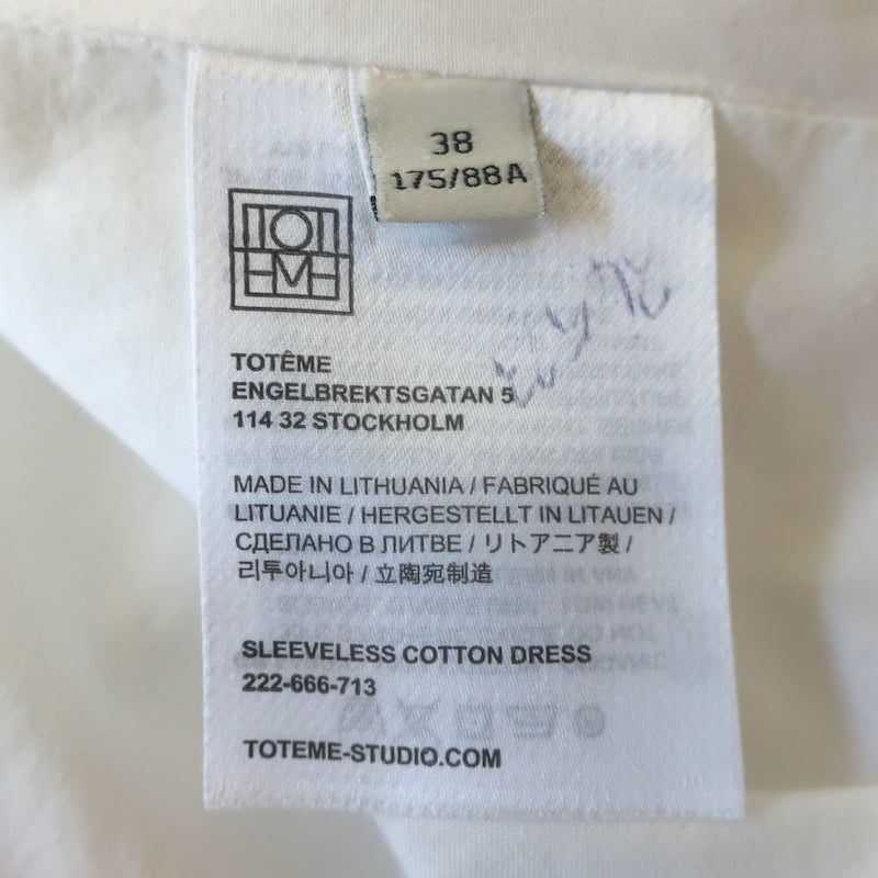 Toteme Sleeveless Cotton Midi Dress White Size 38