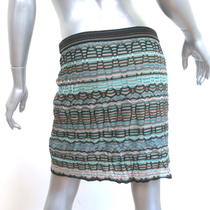 M Missoni Matching Top &amp; Skirt Set Aqua/Multi Metallic Knit Size 44/46 NEW