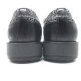 Prada Lace-Up Wingtip Brogue Shoes Black Brushed Leather Size 7