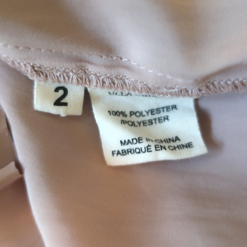 Ulla Johnson Ren Smocked Shoulder Top Dusty Rose Matte Satin Size 2