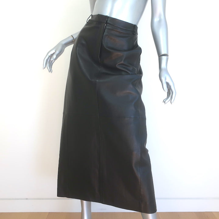 Theory Leather Trouser Midi Skirt Black Size 6