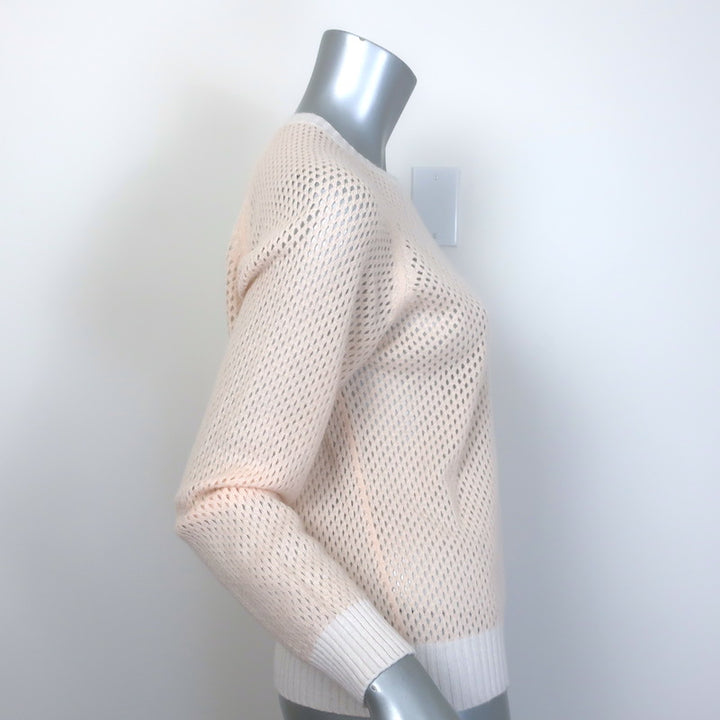 Jumper 1234 Holey Cashmere Contrast Sweater Ivory Mesh Knit Size 1