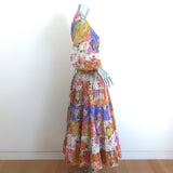 Zimmermann Pattie Midi Wrap Dress Patchwork Floral Print Cotton Size 1