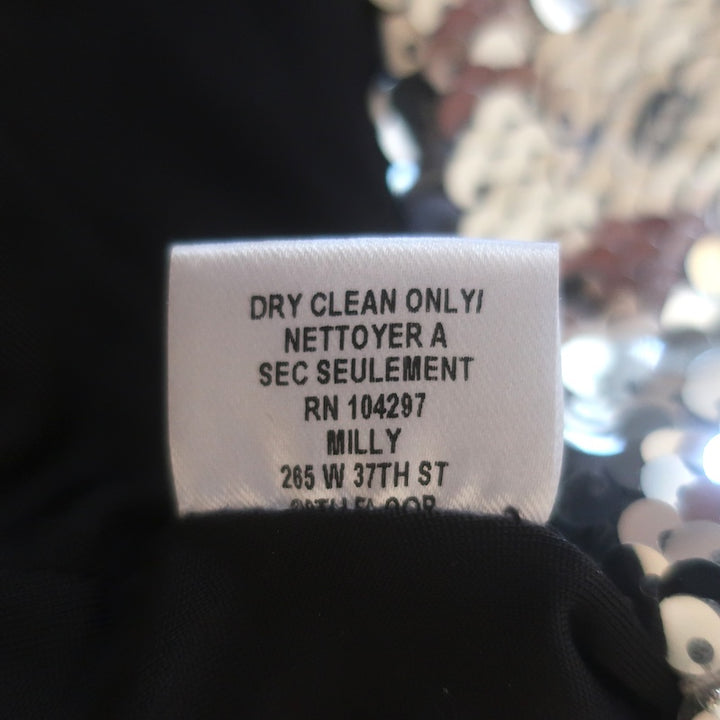 Milly Sequined Long Sleeve Turtleneck Top Silver Size 6