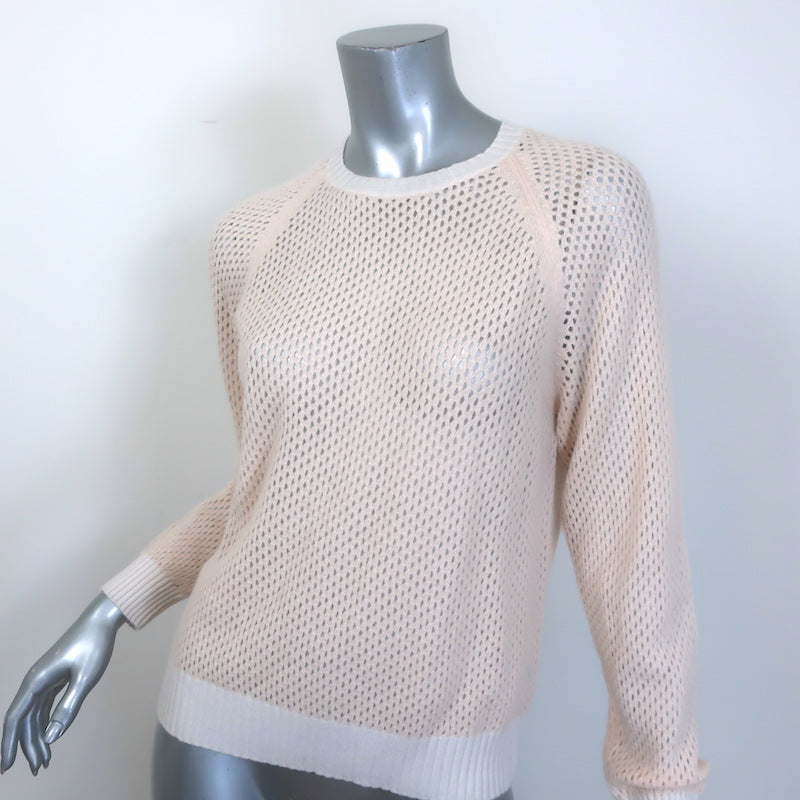 Jumper 1234 Holey Cashmere Contrast Sweater Ivory Mesh Knit Size 1