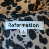 Reformation Port Midi Dress Leopard Print Crepe Size 8